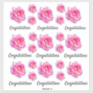 Grattis Rosa med varierat urklippsfoto för Ro Klistermärken