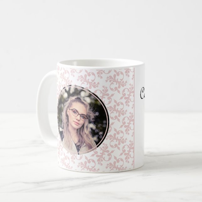Grattis Rosa Rococo Examen Foto Kaffe Kaffemugg (Framsida vänster)