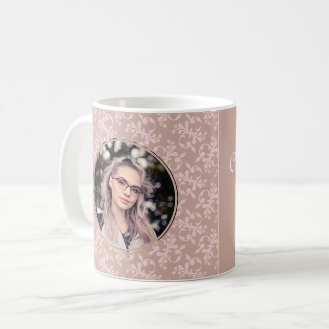 Grattis Rosa Rococo Examen Foto Kaffemugg (Framsida vänster)