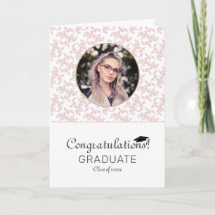 Grattis Rosa Rococo Studenten Photo Kort