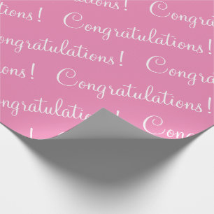 Grattis Rosa Skrift Bröllop Baby Shower Wr Presentpapper