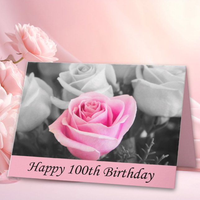 Grattis Rosa till 100-årsdagen Fotografi Kort (Skapare uppladdad)
