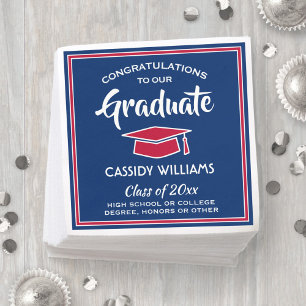 Grattis Rött vitt blått Eleganten Studenten Pappersservett