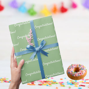 Grattis sagegrön vit presentpapper