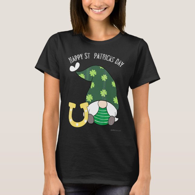 Grattis Saint Patrick's Day Grön Tomte Hästsko T Shirt (Framsida)