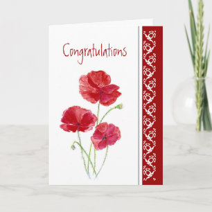 Grattis senaste färd för Chemo Red Poppies Kort