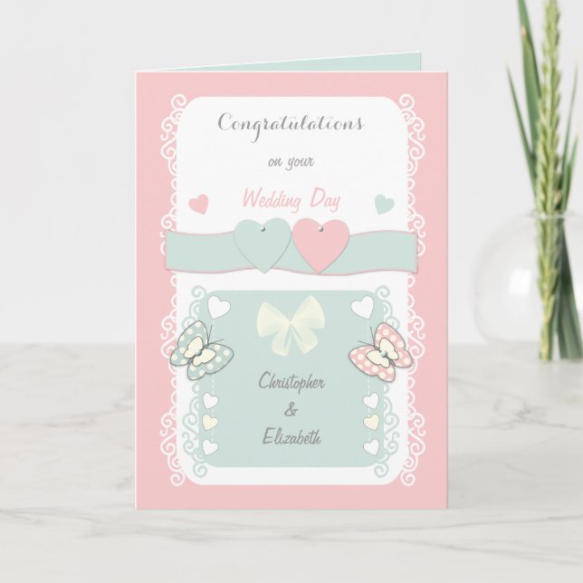 Grattis shabby chic Bröllopsdag hälsning Kort (Framsida)