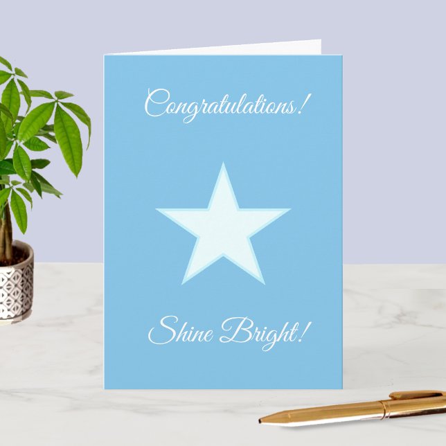 Grattis Shine Bright Star på ljusblå Kort (Skapare uppladdad)