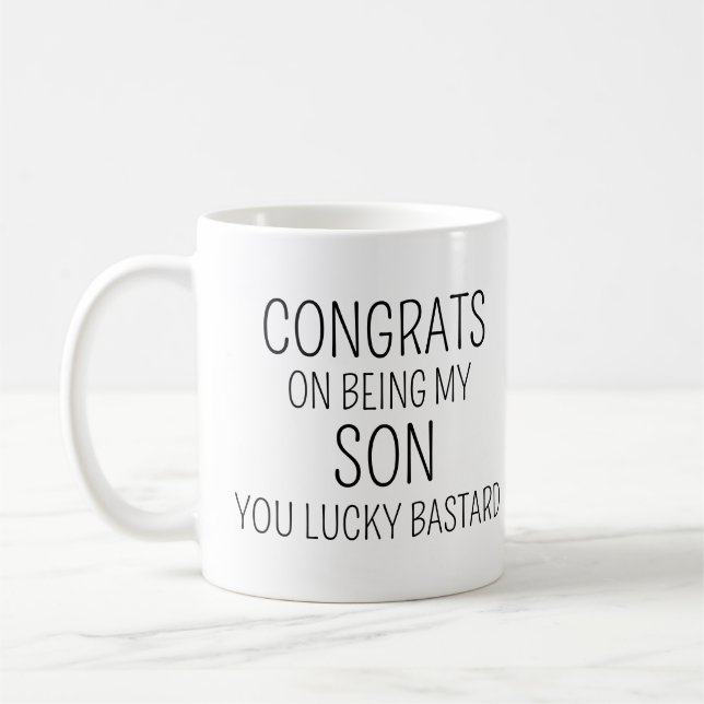 Grattis som är min son kaffemugg (Vänster)