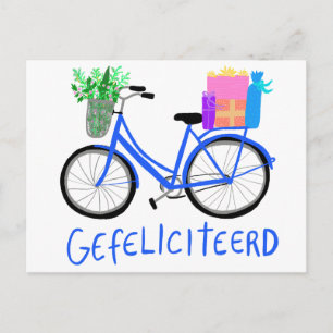 GRATTIS Söt blå cykel anpassad födelsedag Vykort
