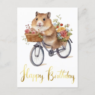 Grattis Söt Hamster Blommor Personlig Vykort