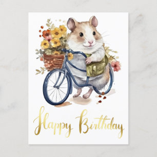 Grattis Söt Hamster Blommor Personlig Vykort