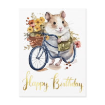 Grattis Söt Hamster Blommor Personliggjord