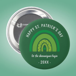 Grattis St. Patricks dag Grön regnbåge Irländsk tr Knapp