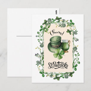 Grattis St. Patricks dag. Leprechaunhatt Grönt öl Vykort