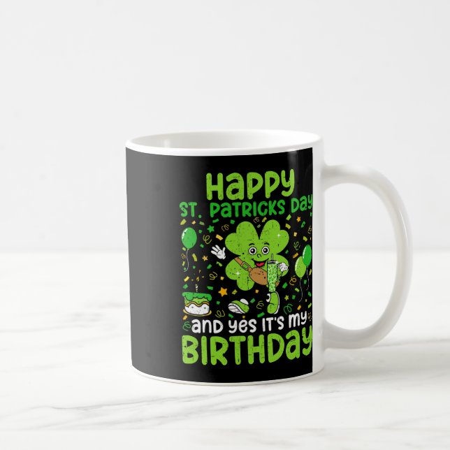 Grattis St Patricks Day Födelsedag Shamrock Dab Fö Kaffemugg (Höger)