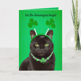 Grattis St Patricks Day För Alla Svart Katt Humor Helgkort