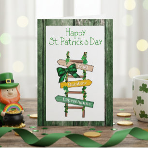 Grattis St. Patrick's Day Grön TräPostkort Helgkort