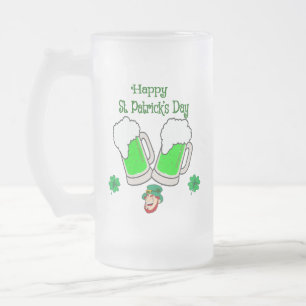 Grattis St. Patrick's Day, Grönt Öl Frostat Ölglas