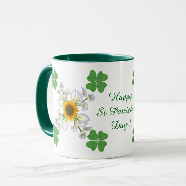 Grattis St. Patrick's Day ! Klöver med Calla Mugg (Framsida vänster)