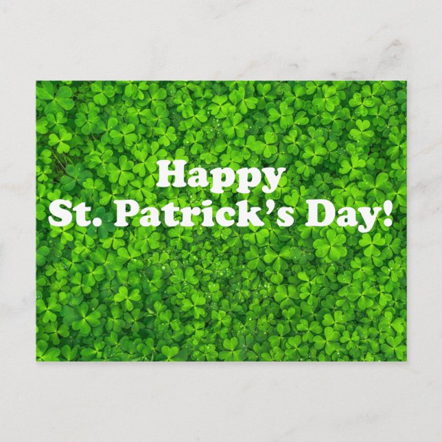 Grattis St. Patrick's Day! Klöverfält vykort (Framsida)