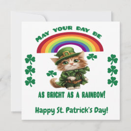 Grattis St. Patrick's Day-kort | Leprechaun-katt Julkort