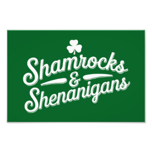 Grattis St. Patrick's Day Lucky Shamrock&Shenaniga Fototryck