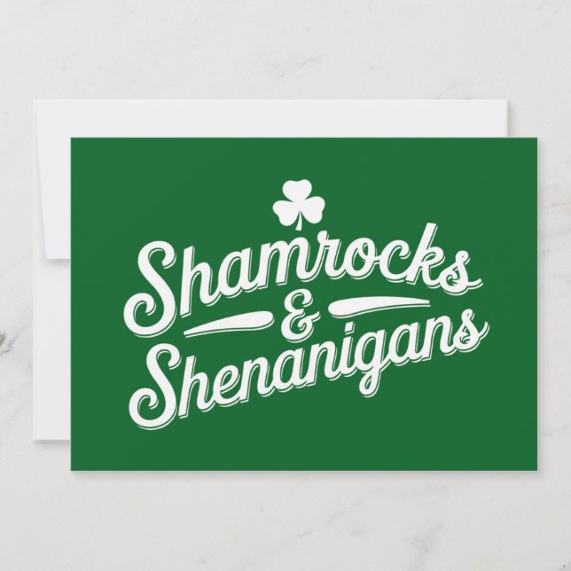 Grattis St. Patrick's Day Lucky Shamrock&Shenaniga Inbjudningar (Framsida)