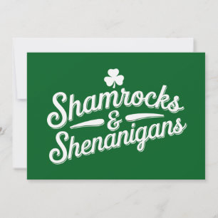Grattis St. Patrick's Day Lucky Shamrock&Shenaniga Inbjudningar