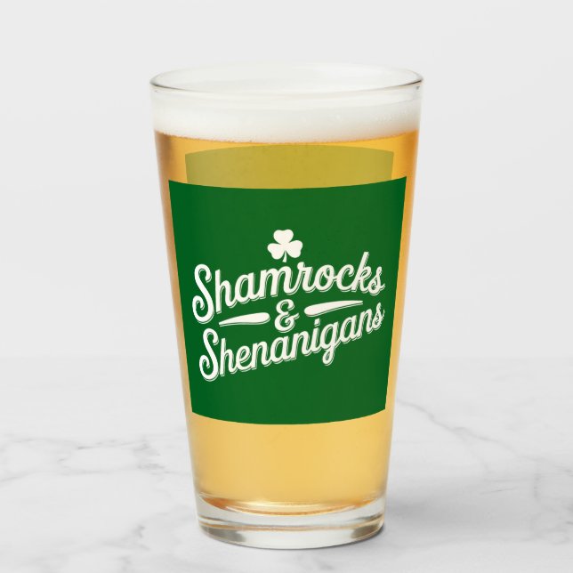 Grattis St. Patricks Day Lucky Shamrock&Shenanigan Glaskopp (Framsida fylld)