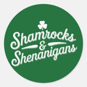 Grattis St. Patricks Day Lucky Shamrock&Shenanigan Runt Klistermärke
