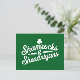 Grattis St. Patricks Day Lucky Shamrock&Shenanigan Vykort