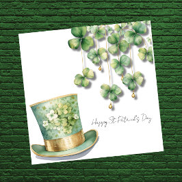 Grattis St Patrick's Day med klöverälvhuvudbonad Julkort