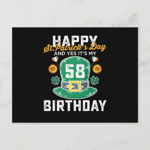 Grattis St Patricks Day Och Ja Det Är Min 58 Födel Vykort