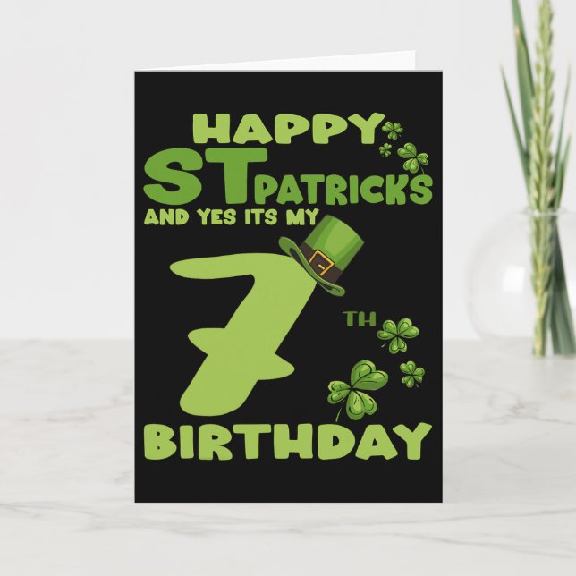 Grattis St Patrick's Day Och Ja Det Är Min 7-årsda Kort (Framsida)