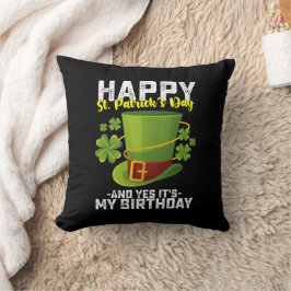 Grattis St Patrick's Day och ja det är min födelse Kudde