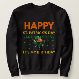 Grattis St. Patrick's Day OCH Min Födelsedag Tomte Lång Ärmad Tröja