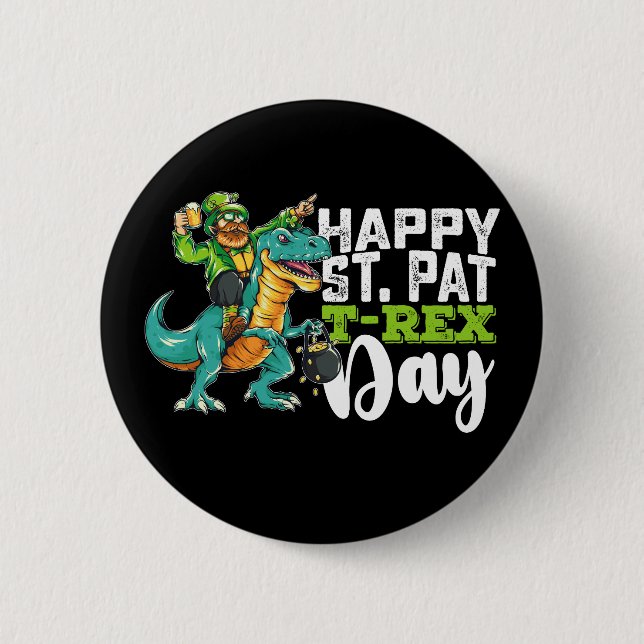 Grattis St Patrick's Day Pat T Rex Dinosaur Knapp (Framsida)