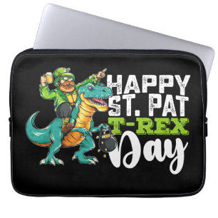 Grattis St Patrick's Day Pat T Rex Dinosaur Laptop Fodral