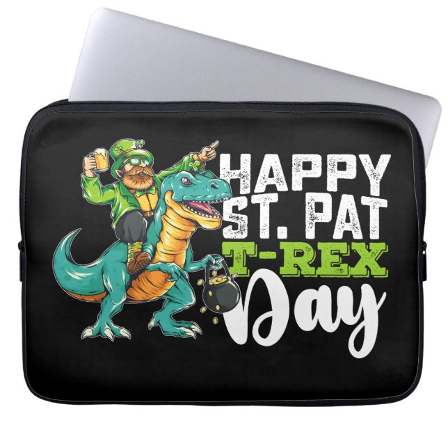 Grattis St Patrick's Day Pat T Rex Dinosaur Laptop Fodral (Framsidan)