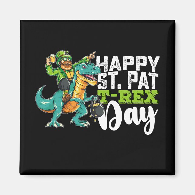 Grattis St Patrick's Day Pat T Rex Dinosaur Magnet (Framsidan)