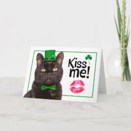 Grattis St Patricks Day Puss Kiss Mig i Grön Hatt Helgkort