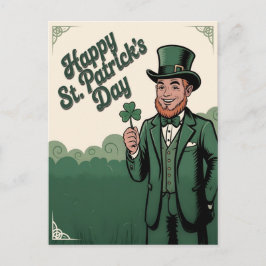 Grattis St. Patrick's Day Vintage Leprechaun Vykort