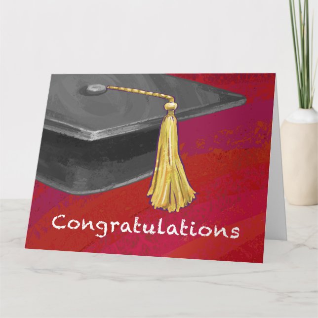 Grattis Student Black och Red Kort (Framsida)