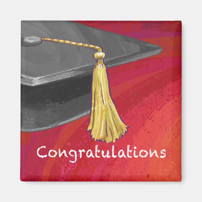 Grattis Student Black och Red Magnet (Framsidan)