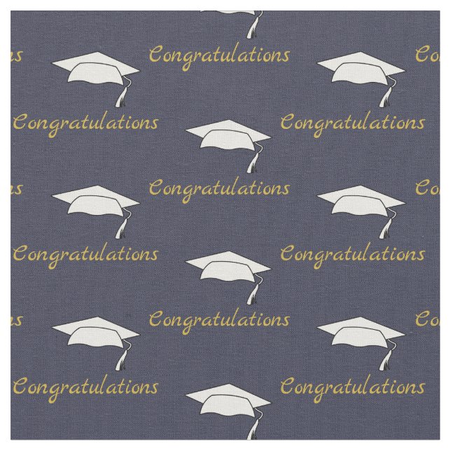 Grattis Student Caps Mönster Mörk blått Tyg (Närbild)