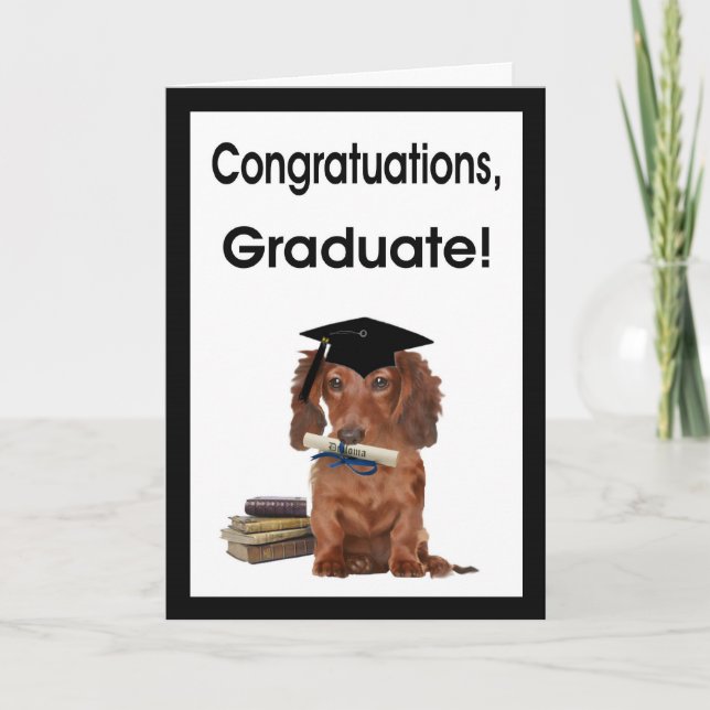 Grattis Student - Dachshund i Grad Cap Kort (Framsida)