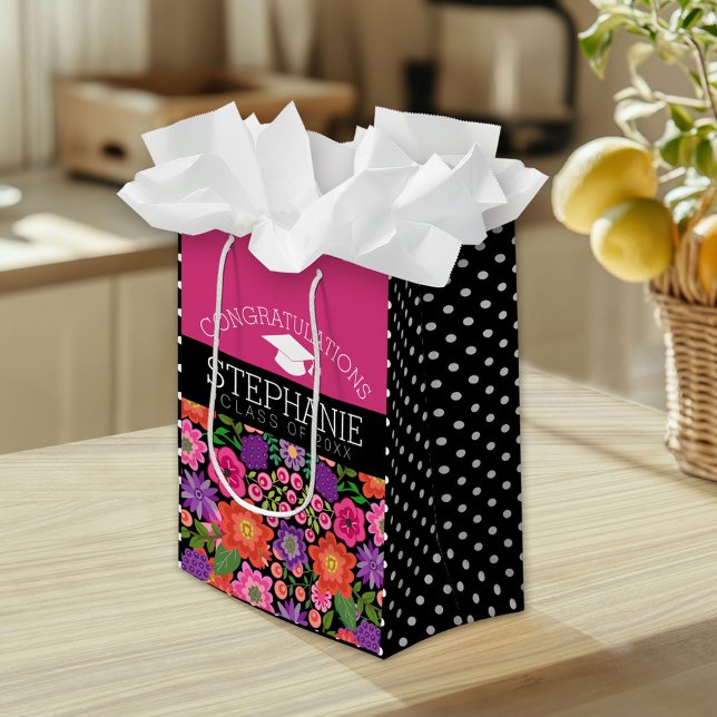 Grattis Student Girly Flowers Studenten (Custom Gift Bag)