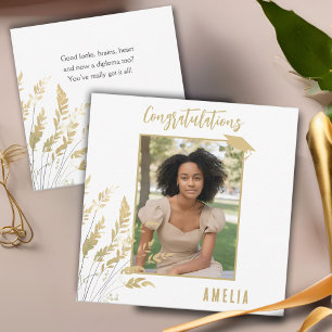 Grattis Student Guld Foliage Photo Kort