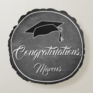 Grattis Student Hat Chalkboard Studenten Rund Kudde